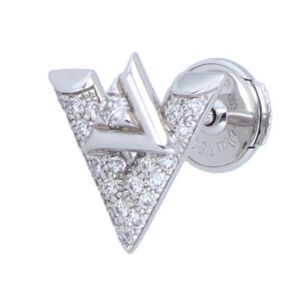 Louis Vuitton Q06485 Volto One 18kwg Pavé Diamond Earrings Men's